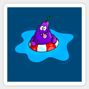 Funny eggplant swimmer Sticker